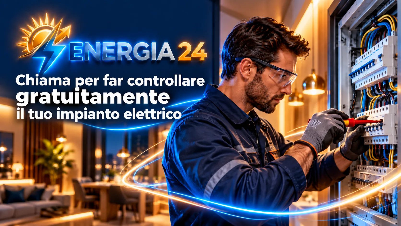 Energia 24 - riparazioni elettriche: elettricista al lavoro su un quadro elettrico