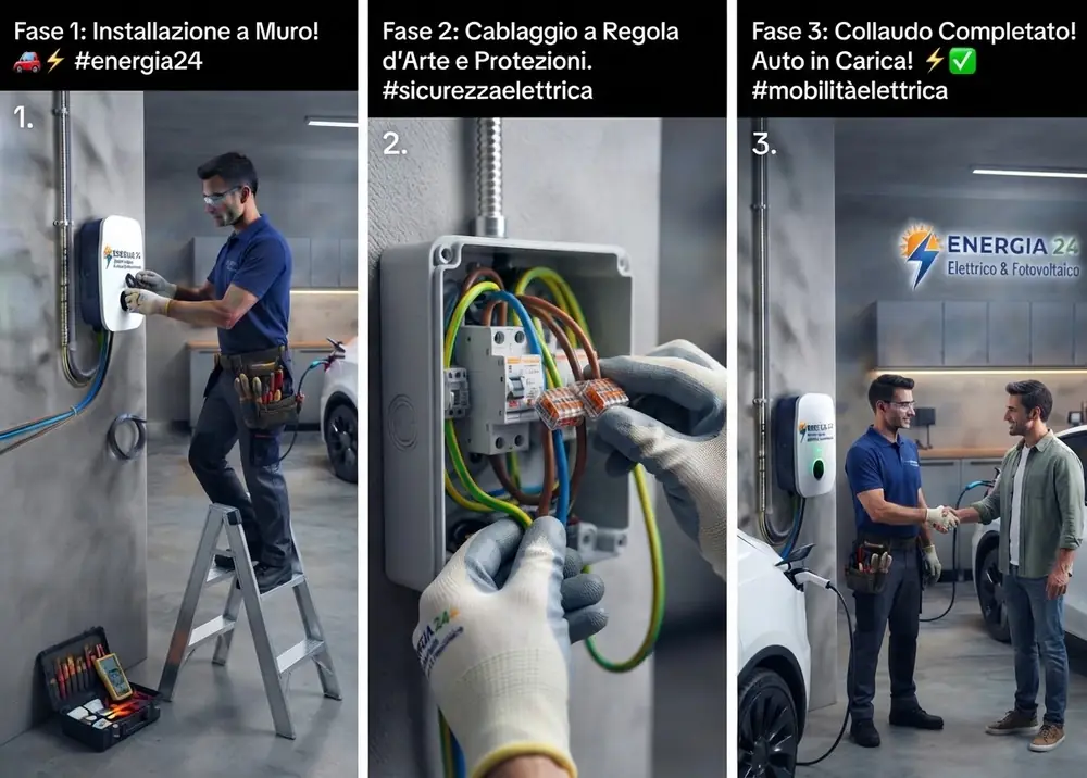 Installazione di una wallbox in tre fasi: parete, cablaggio e collaudo