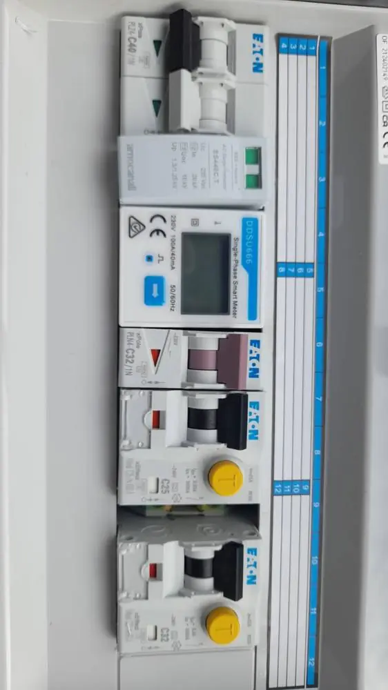 Quadro elettrico con contatore, differenziali e magnetotermici